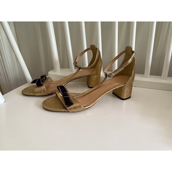 J. Crew Gold & Navy Heels - Picture 4 of 6